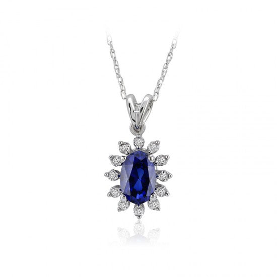 Висулка със сапфир и диаманти 0.45 карата